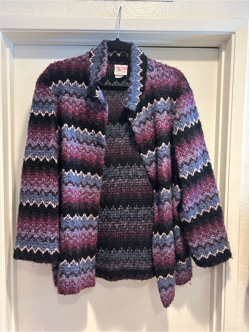 Haband Striped Knit Cardigan Sweater